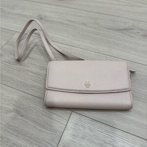 Tory Burch Elegant Pink Leather Crossbody wallet bag